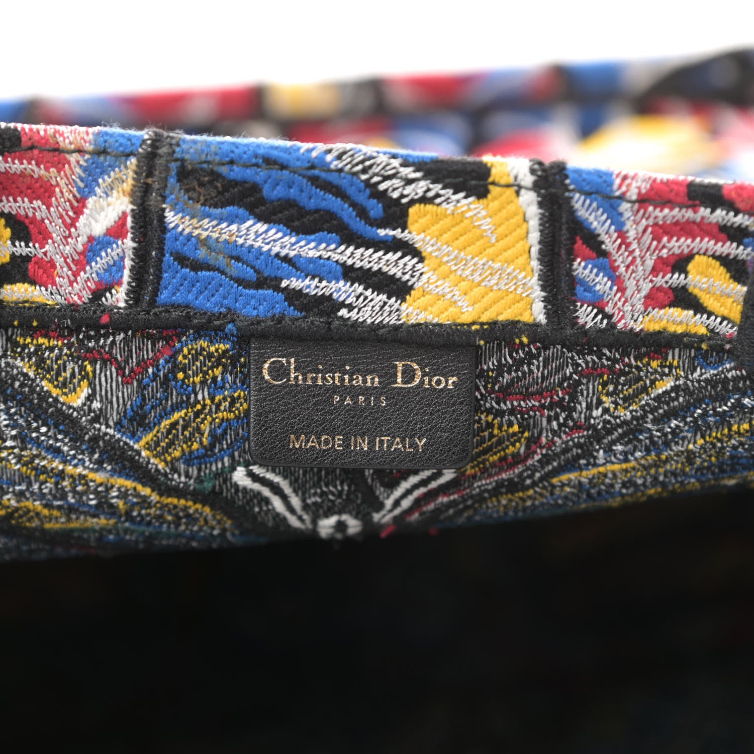 Christian Dior Canvas Embroidered Butterfly Book Tote Black Multicolor 6 of 12
