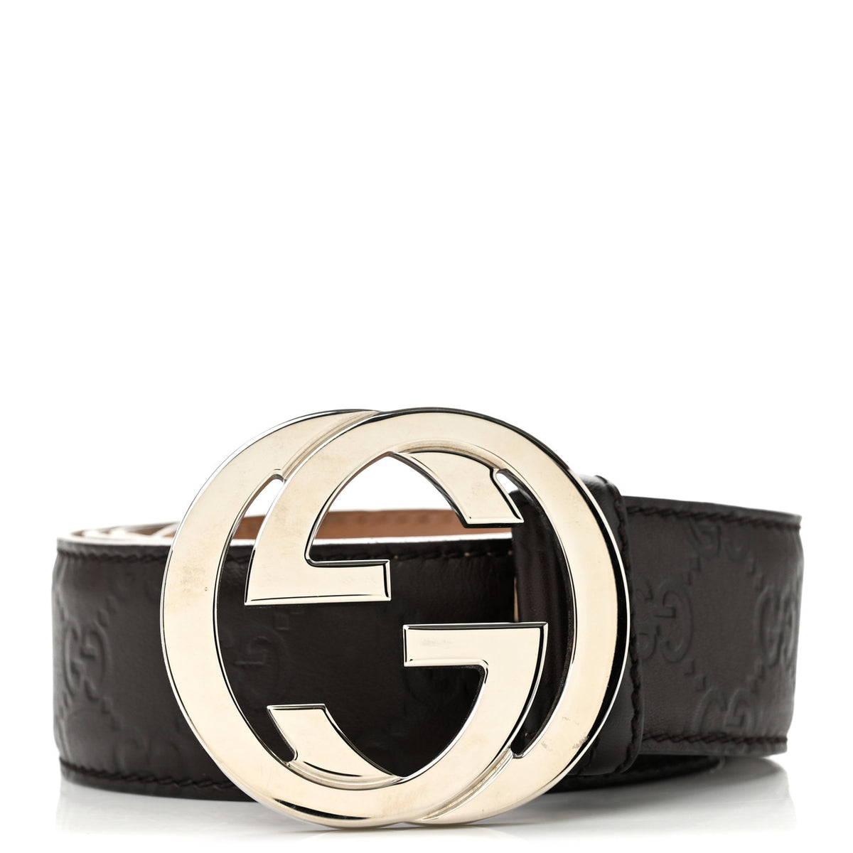 Gucci Guccissima Interlocking G Belt 105 42 Dark Brown 1 of 7