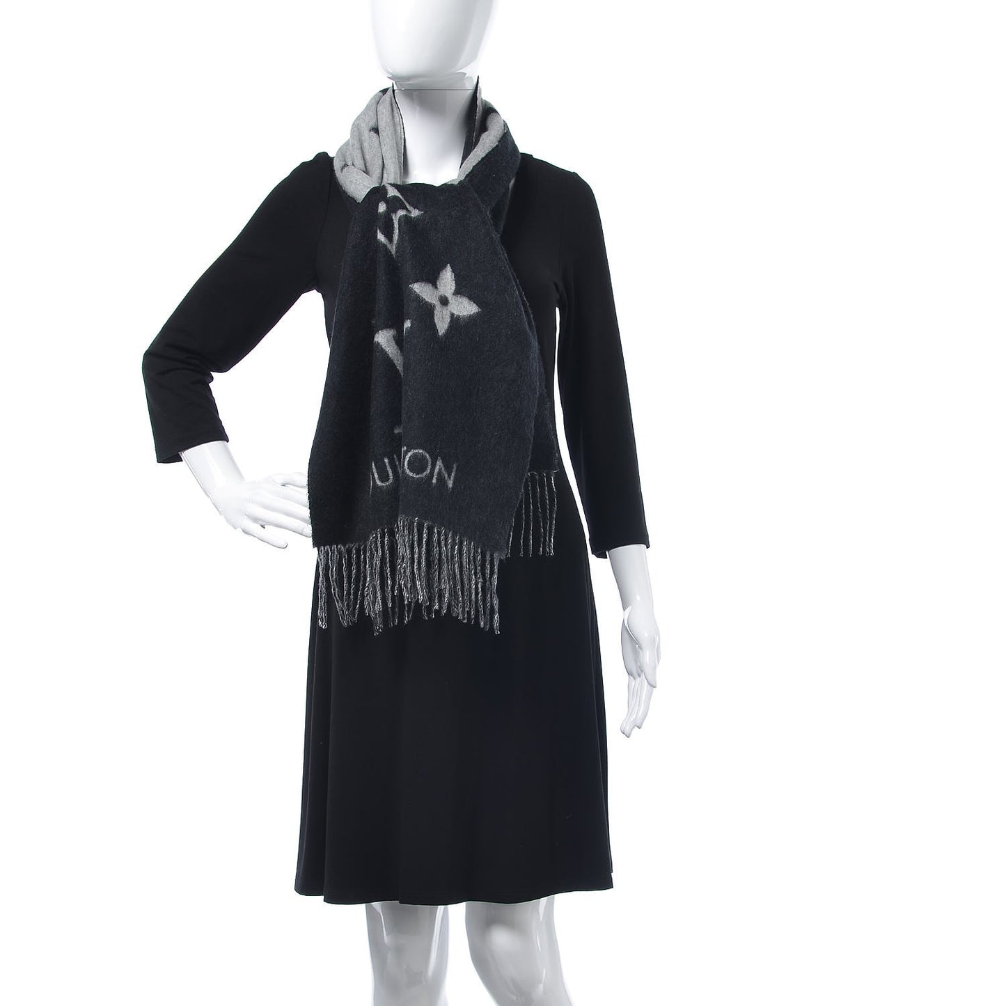 Cashmere Monogram Reykjavik Scarf Black