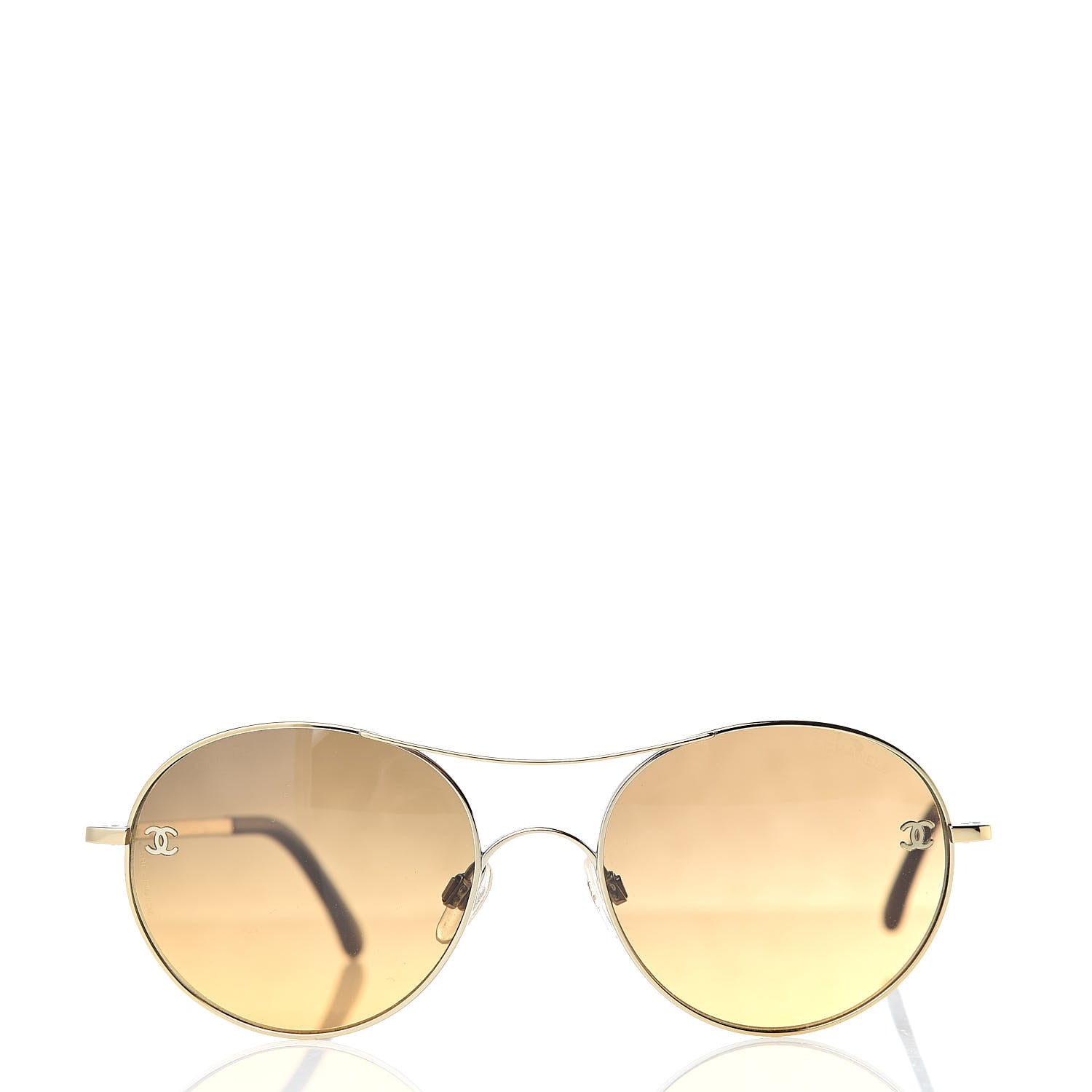 Chanel Round Sunglasses 4190 T Q Brown Gold 2 of 7
