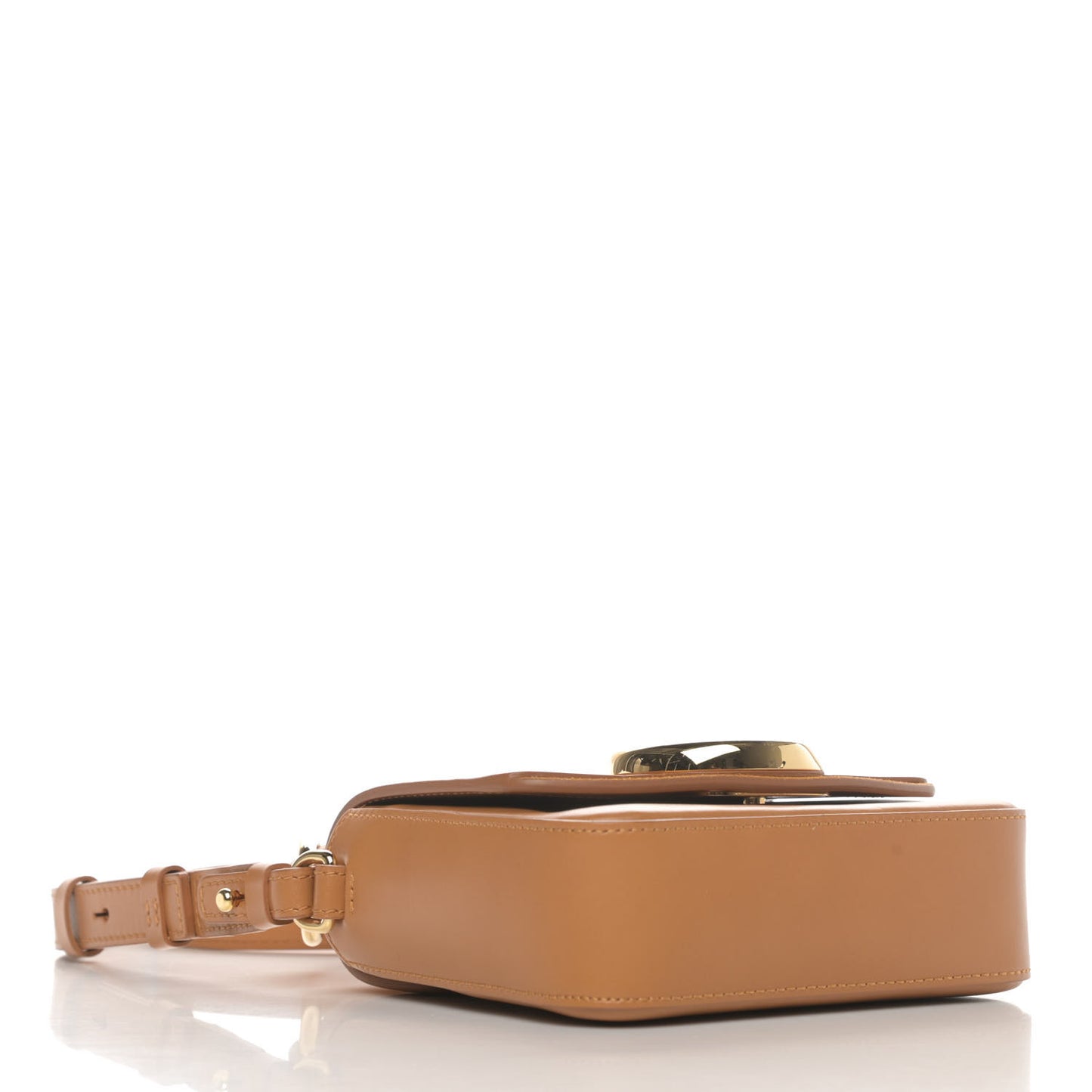 Shiny Calfskin Suede Mini C Bag Brown