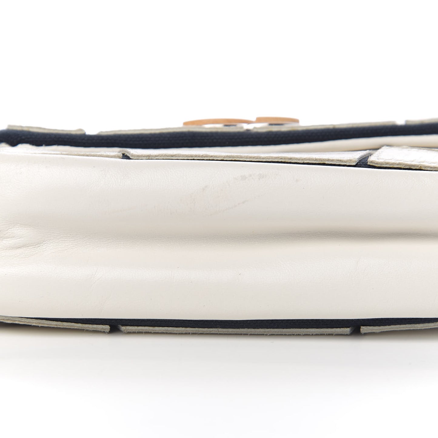 Calfskin Stitched Curve Mini Flap White Black