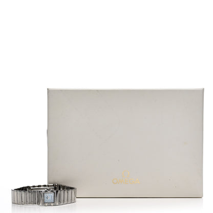 Omega Stainless Steel Diamond Bezel Blue Mother of Pearl 15mm Constellation Quadra Quartz Watch 1537.74.00 5 of 5