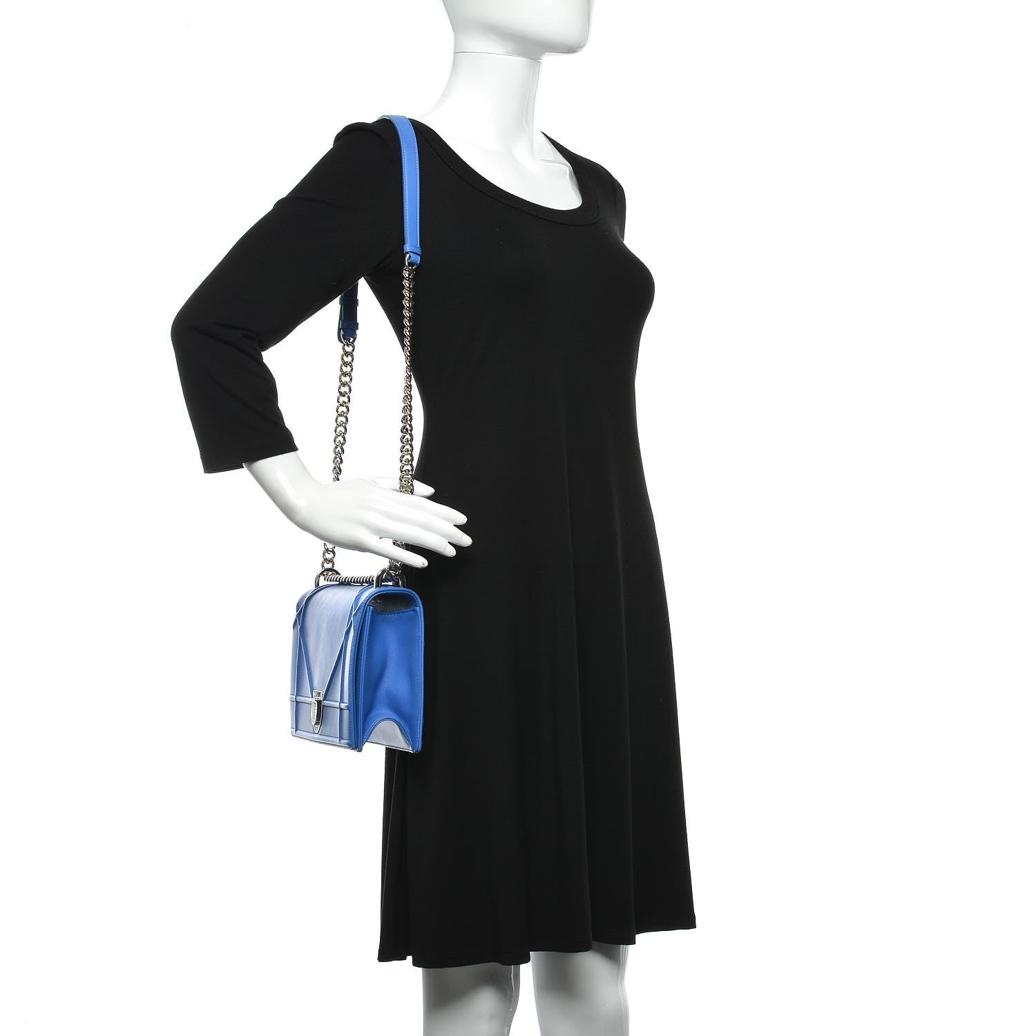 Christian Dior Lambskin Medium Diorama Flap Bag Blue 2 of 7