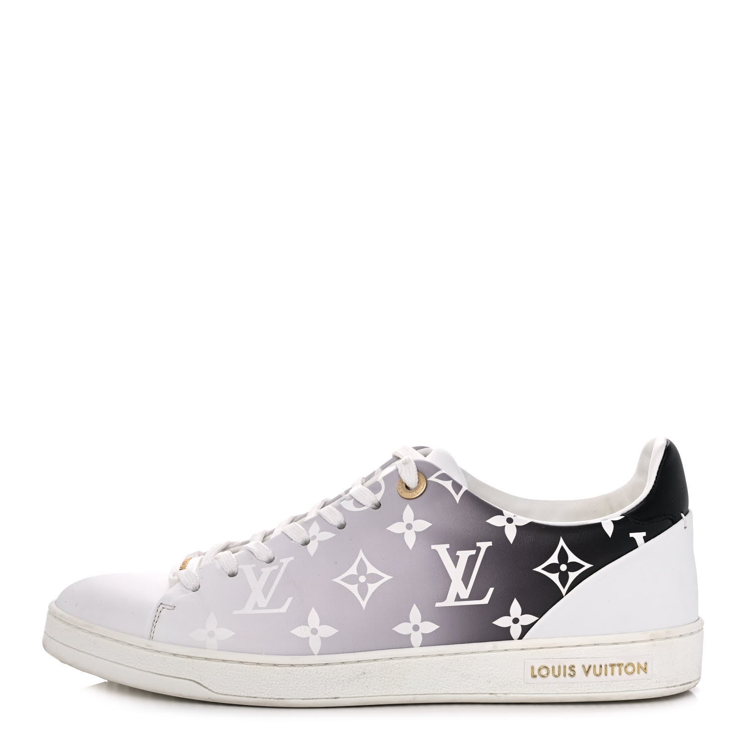 Louis Vuitton Calfskin Monogram Frontrow Sneakers 38.5 White Black 1 of 9