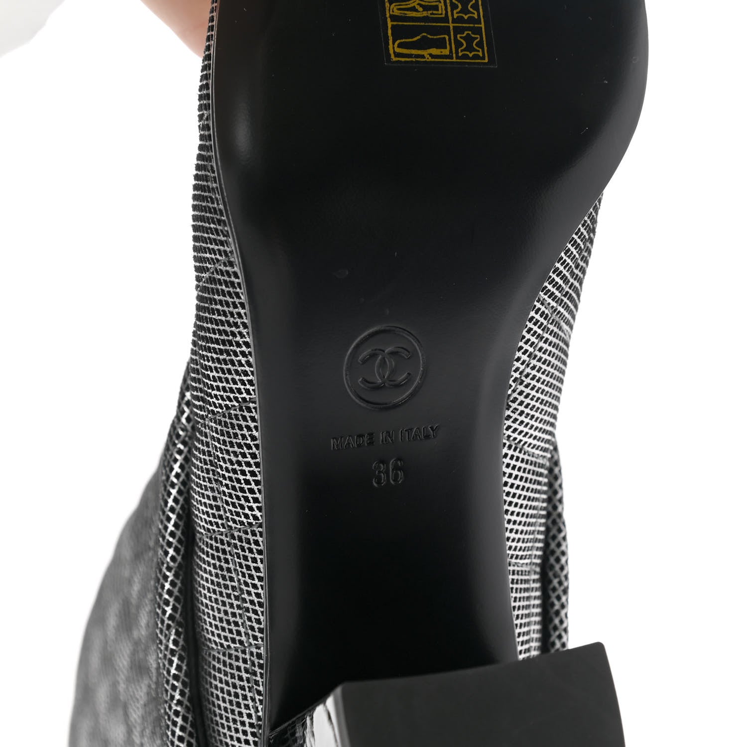 Chanel Fantasy Calfskin Patent Foldover CC Cap Toe Clover Short Boots 36 Silver Black 6 of 8