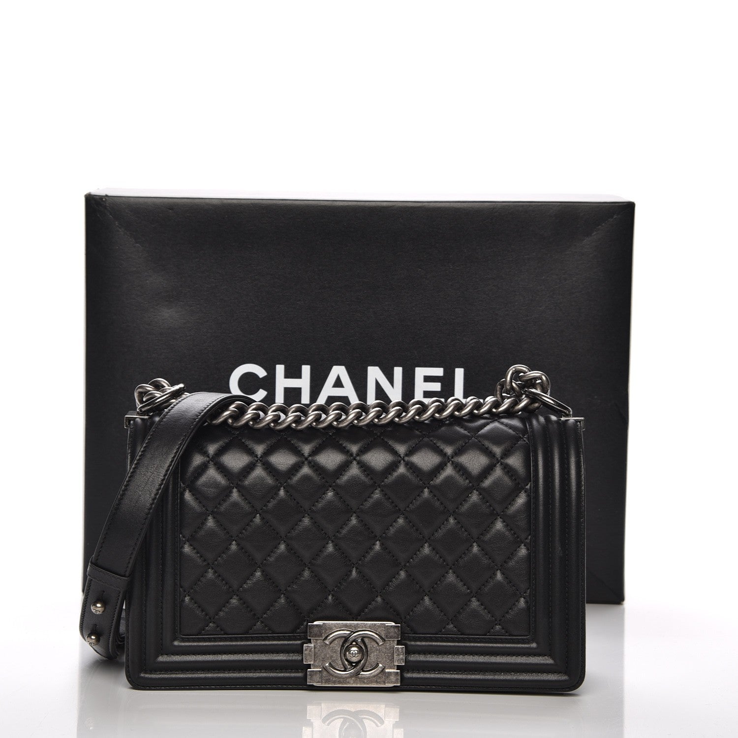 Chanel Calfskin Quilted Medium Boy Flap Black 8 of 8