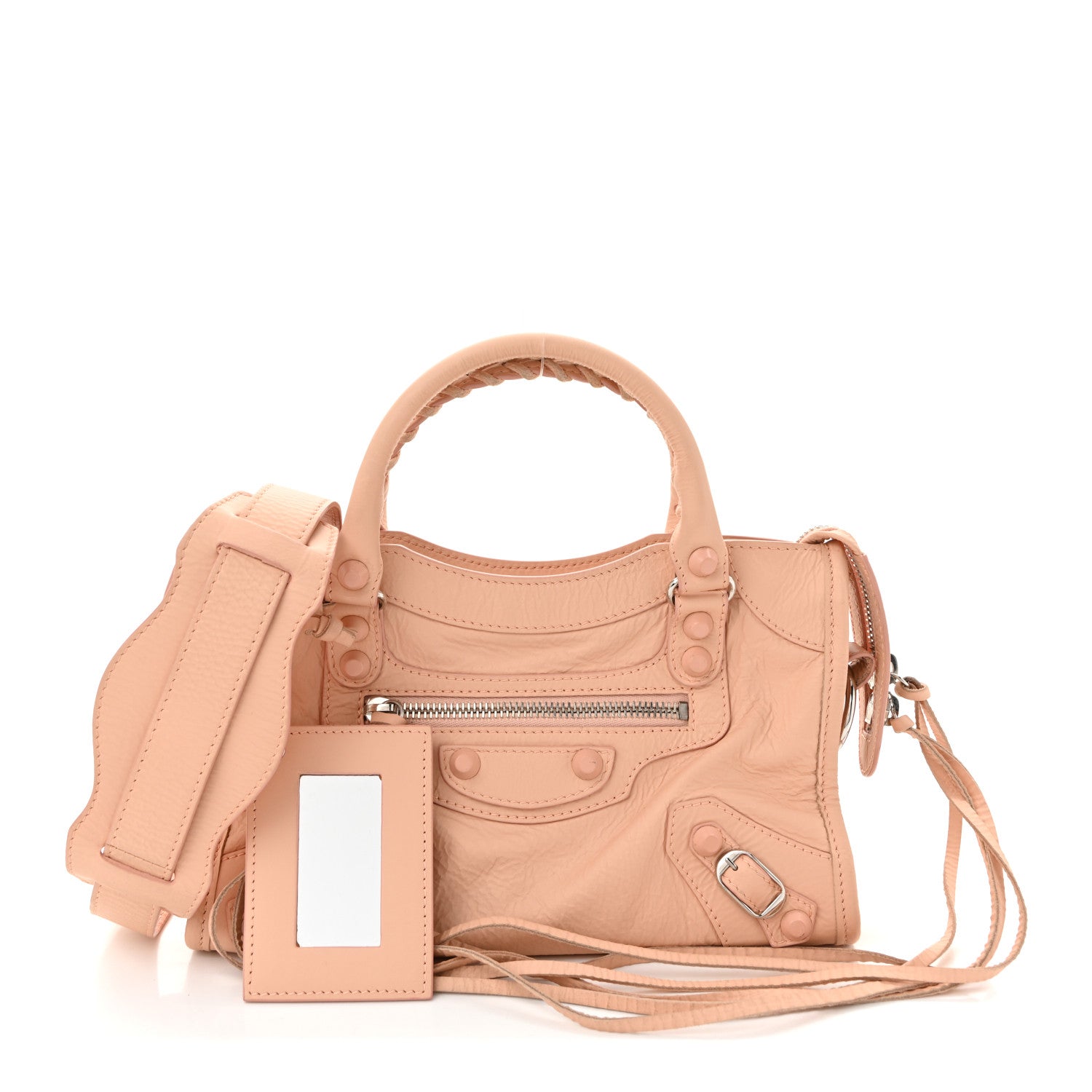 Balenciaga Matte Goatskin Rubber Covered Classic Hardware Mini City Rose Poudre 3 of 11