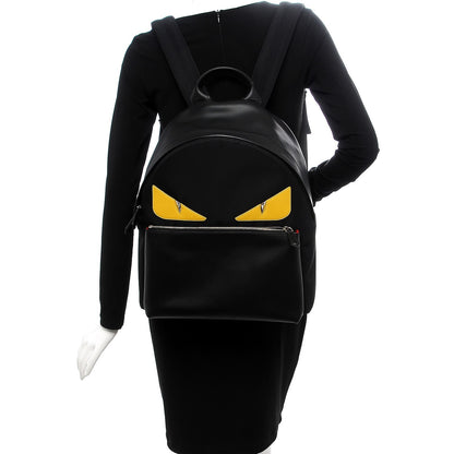 Fendi Nylon Vitello Liberty Vitello Dolce Monster Eyes Rounded Backpack Black Sunflower 2 of 7