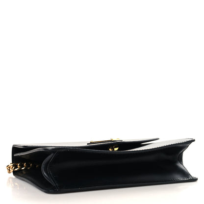 Prada Saffiano Soft Calfskin Metal Triangle Logo Envelope Chain Shoulder Bag Black 4 of 9