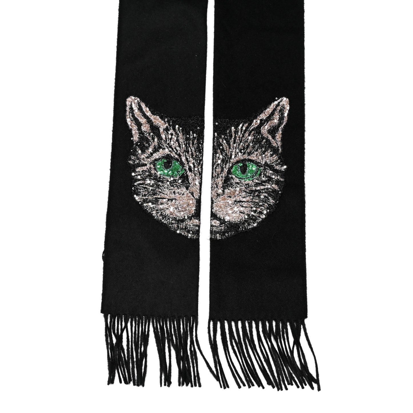 Wool Crystal Cat Scarf Black