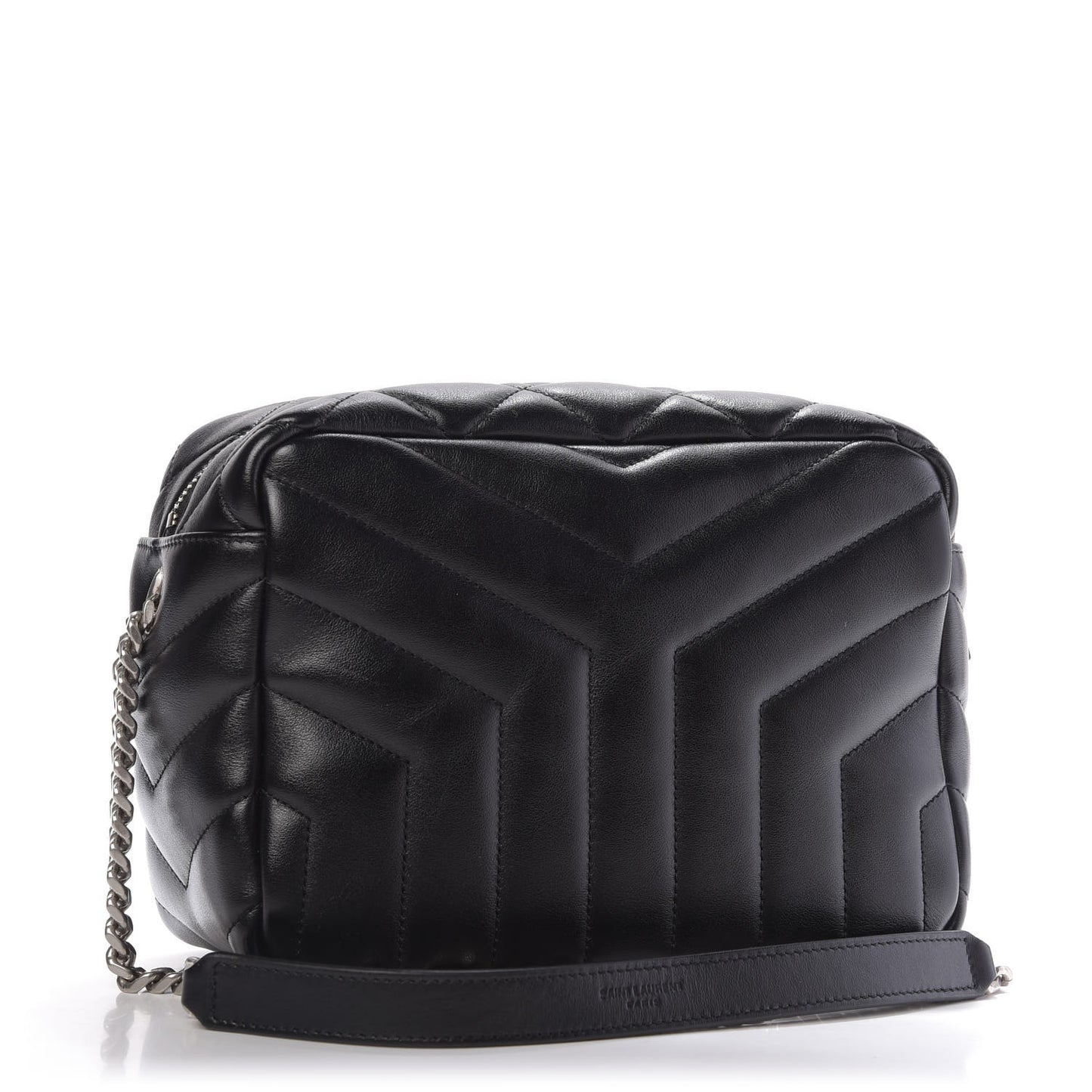Calfskin Y Quilted Monogram Small Loulou Bowling Bag Black