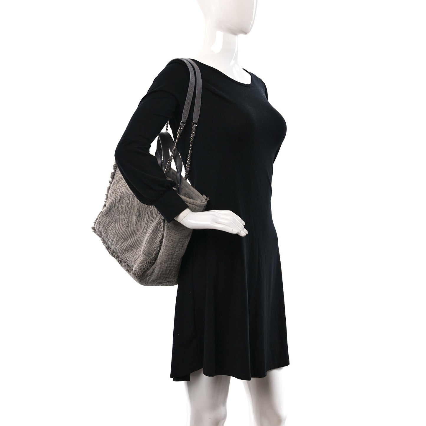 Canvas Large Double Face Shopping Tote Grey