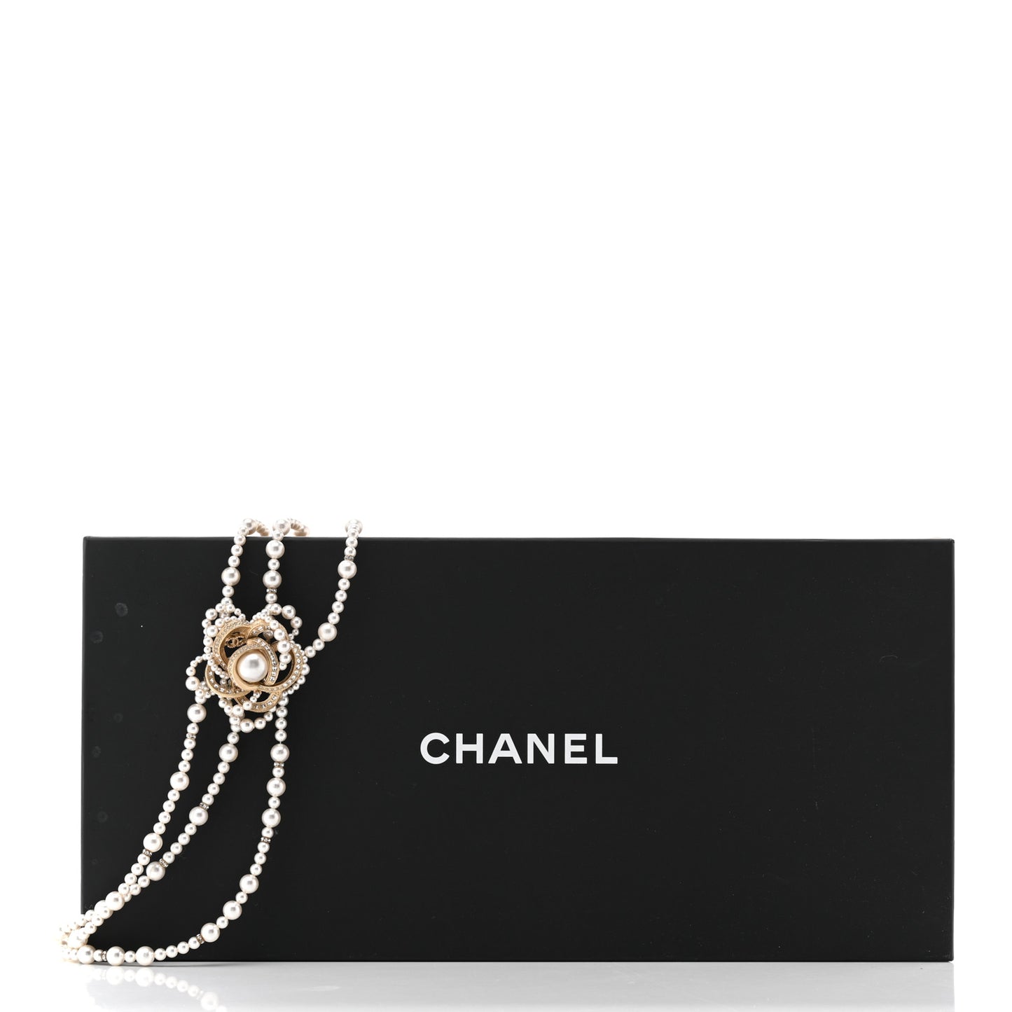 Pearl Crystal CC Camellia Multi Strand Necklace Gold White