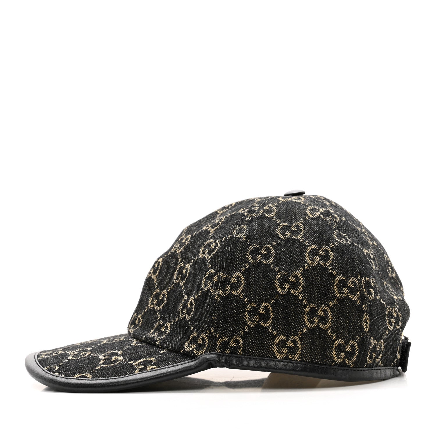 Gucci Denim Calfskin GG Monogram Oscar Baseball Hat M Black Ivory 4 of 11