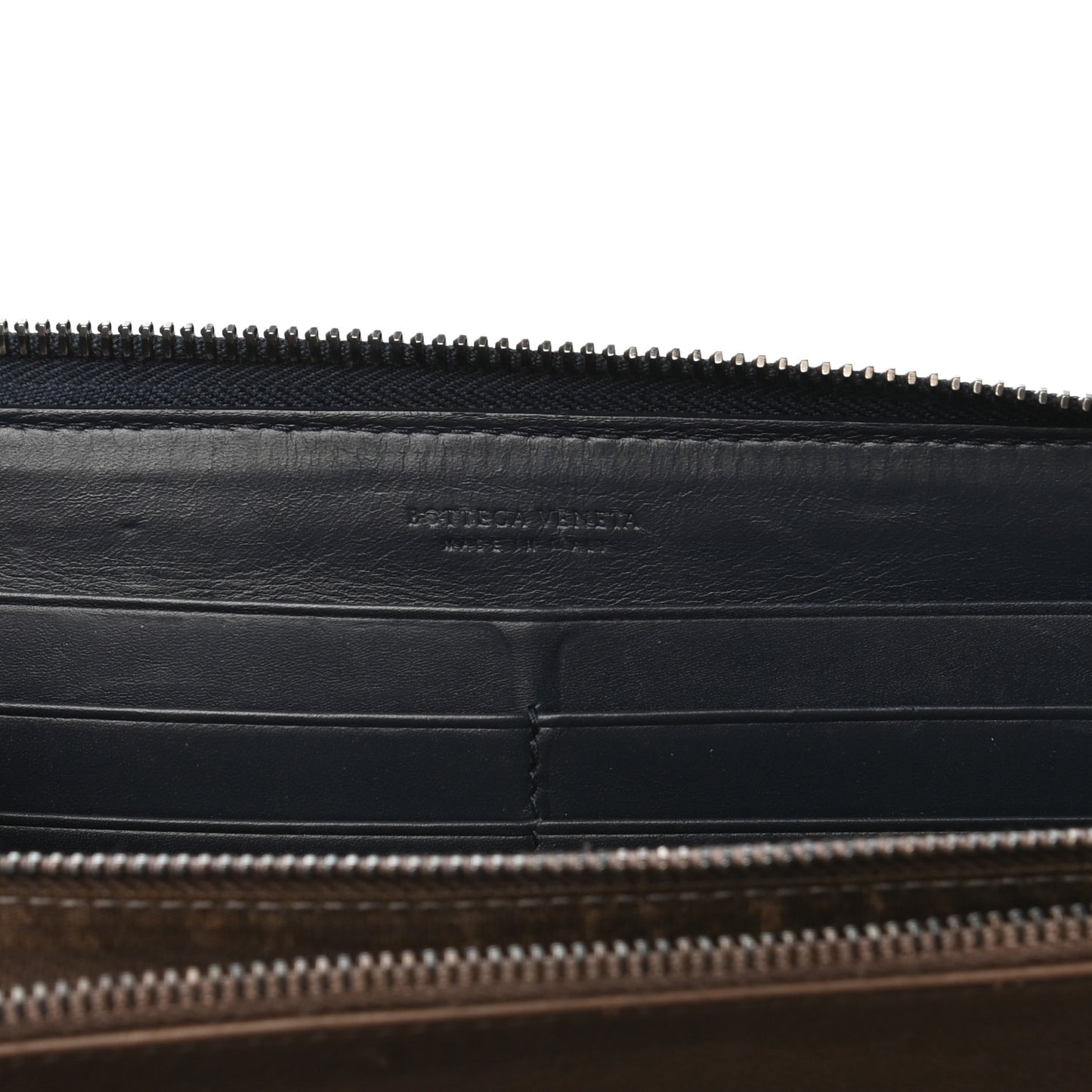 Nappa Intrecciato Zip Around Wallet Denim