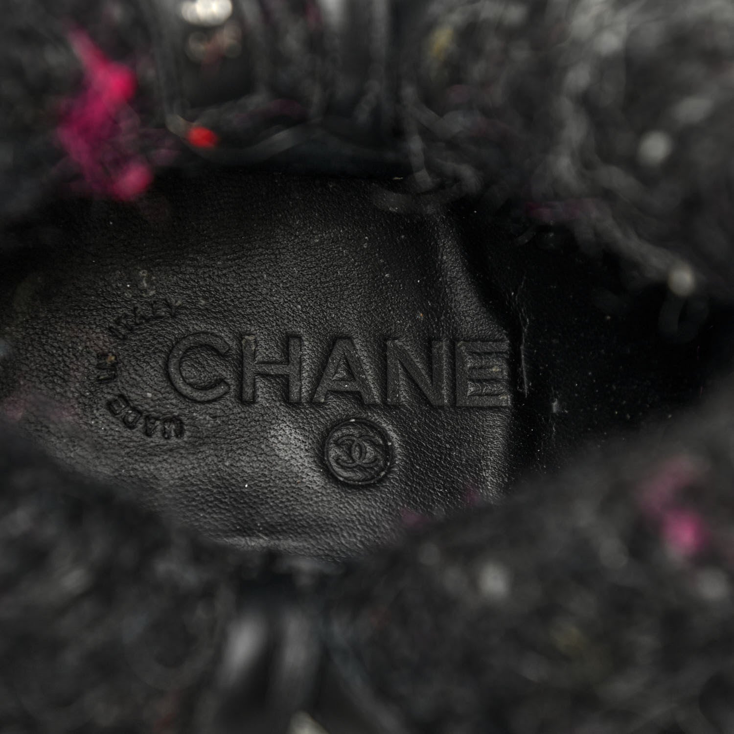 Chanel Lambskin Quilted CC Boots 38.5 Black Burgundy 6 of 8