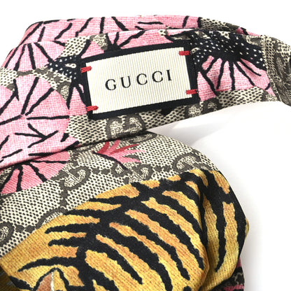 Gucci Silk Monogram Bengal Tiger Print Duchesse Headband Pink 4 of 7