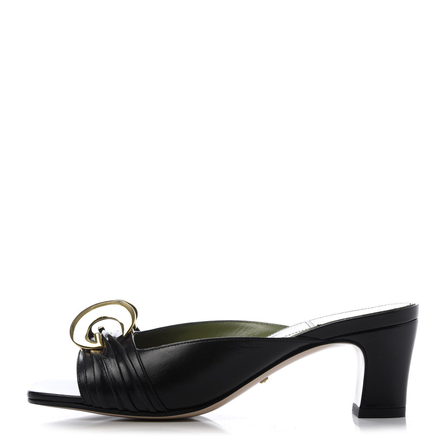 Malaga Kid Half Moon GG Square Toe Slide Sandals 36 Black