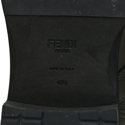 Fendi Vitello Stretch Fabric FF Rockoko Biker Boots 40.5 Military Oliva Tobacco Black 6 of 7