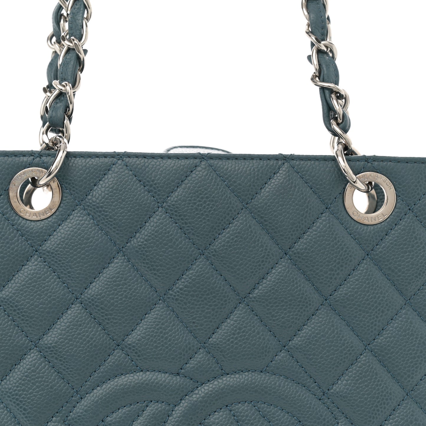 Caviar Quilted Petit Shopping Tote PST Blue