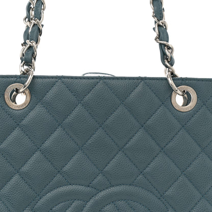Chanel Caviar Quilted Petit Shopping Tote PST Blue 8 of 12