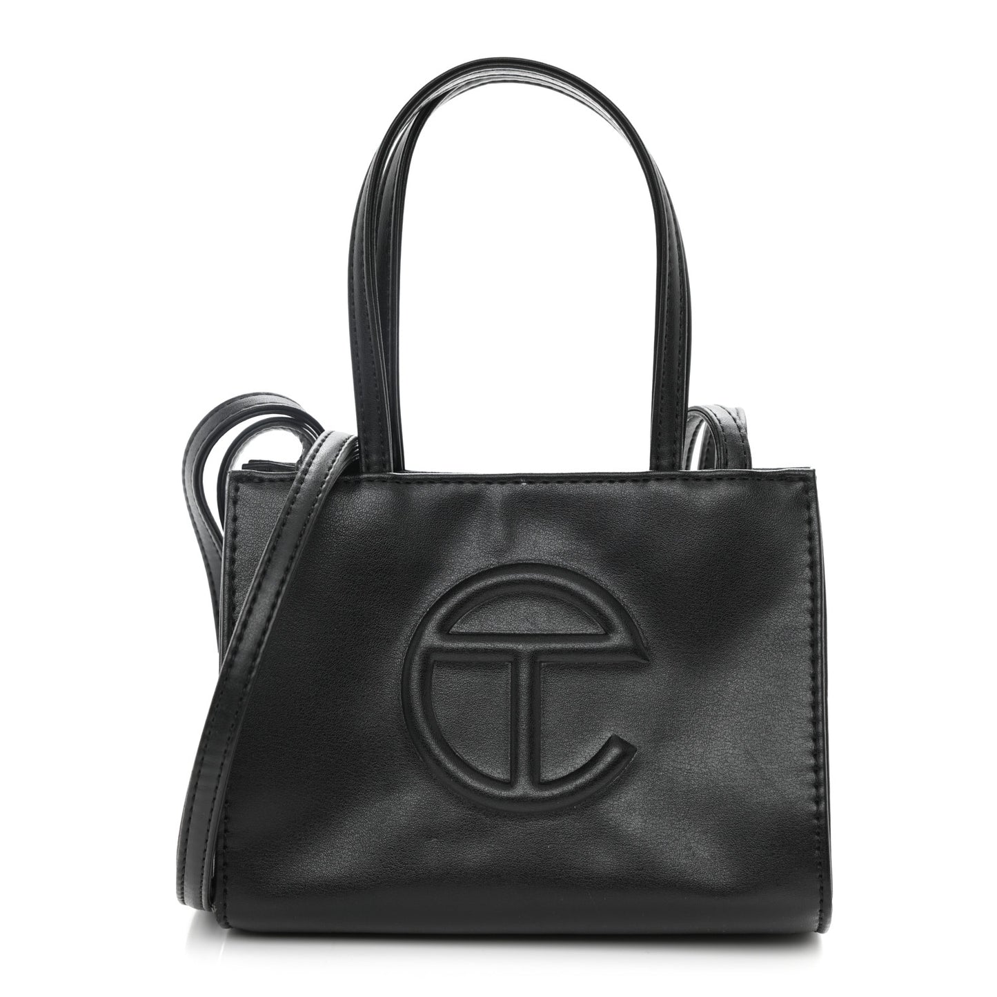 Vegan Leather Small Shopping Bag Black