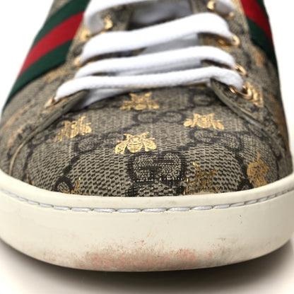 Gucci GG Supreme Monogram Bees Ayers Web Womens Ace Sneakers 37 Beige Oro Green Red 11 of 12
