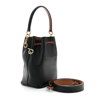 Fendi Vitello Grace F is Fendi Stamp Patch Perforated Small Mon Tresor Bucket Bag Black 3 of 9