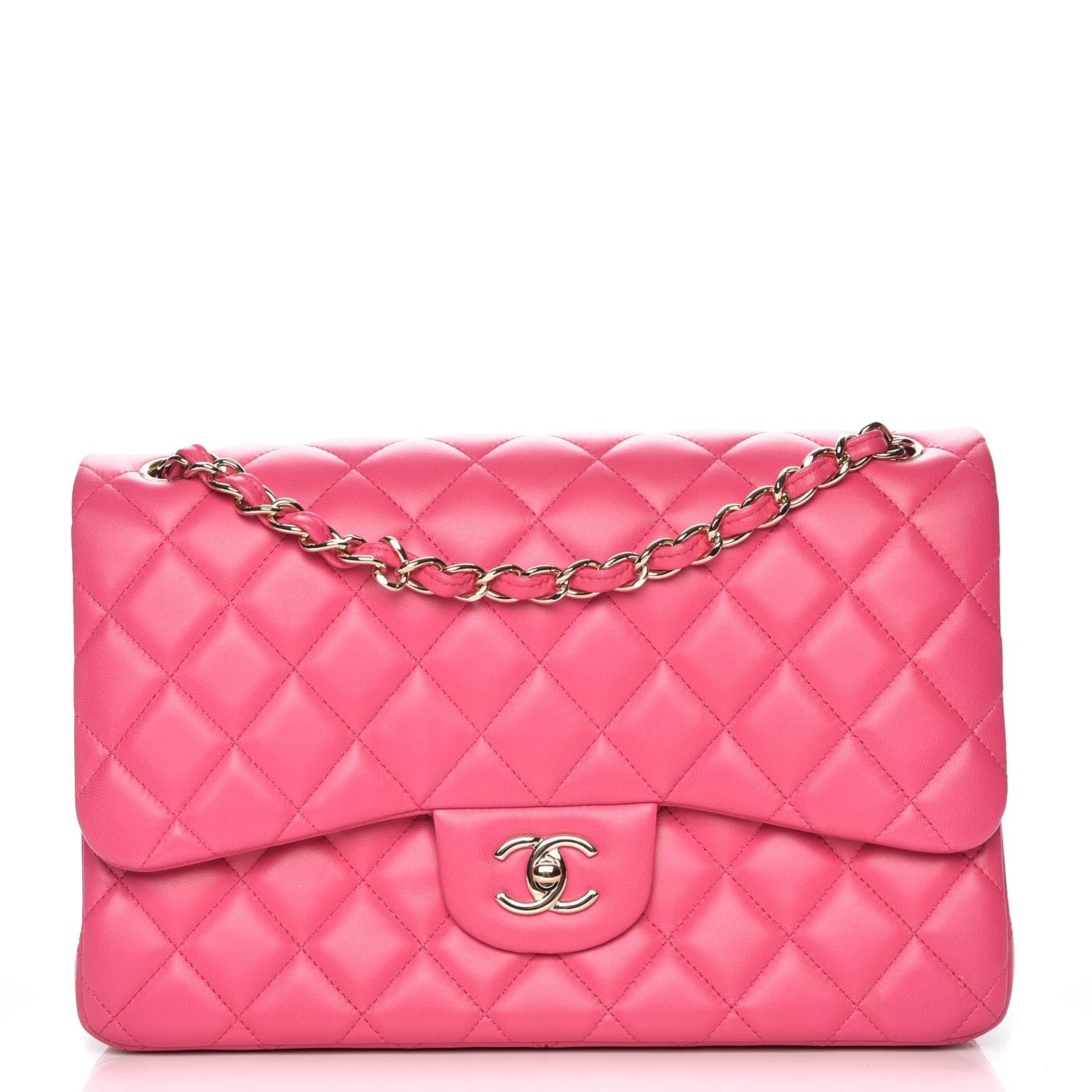 Chanel Lambskin Quilted Jumbo Double Flap Fuchsia 1 of 8