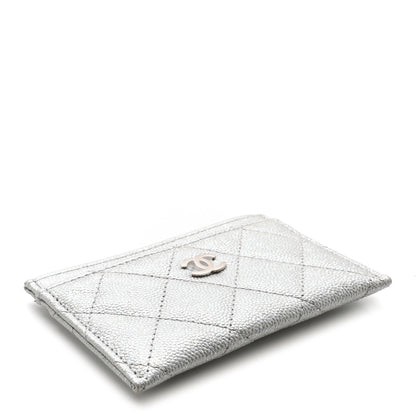 Chanel Glittered Metallic Caviar Quilted Card Holder Silver 4 of 9