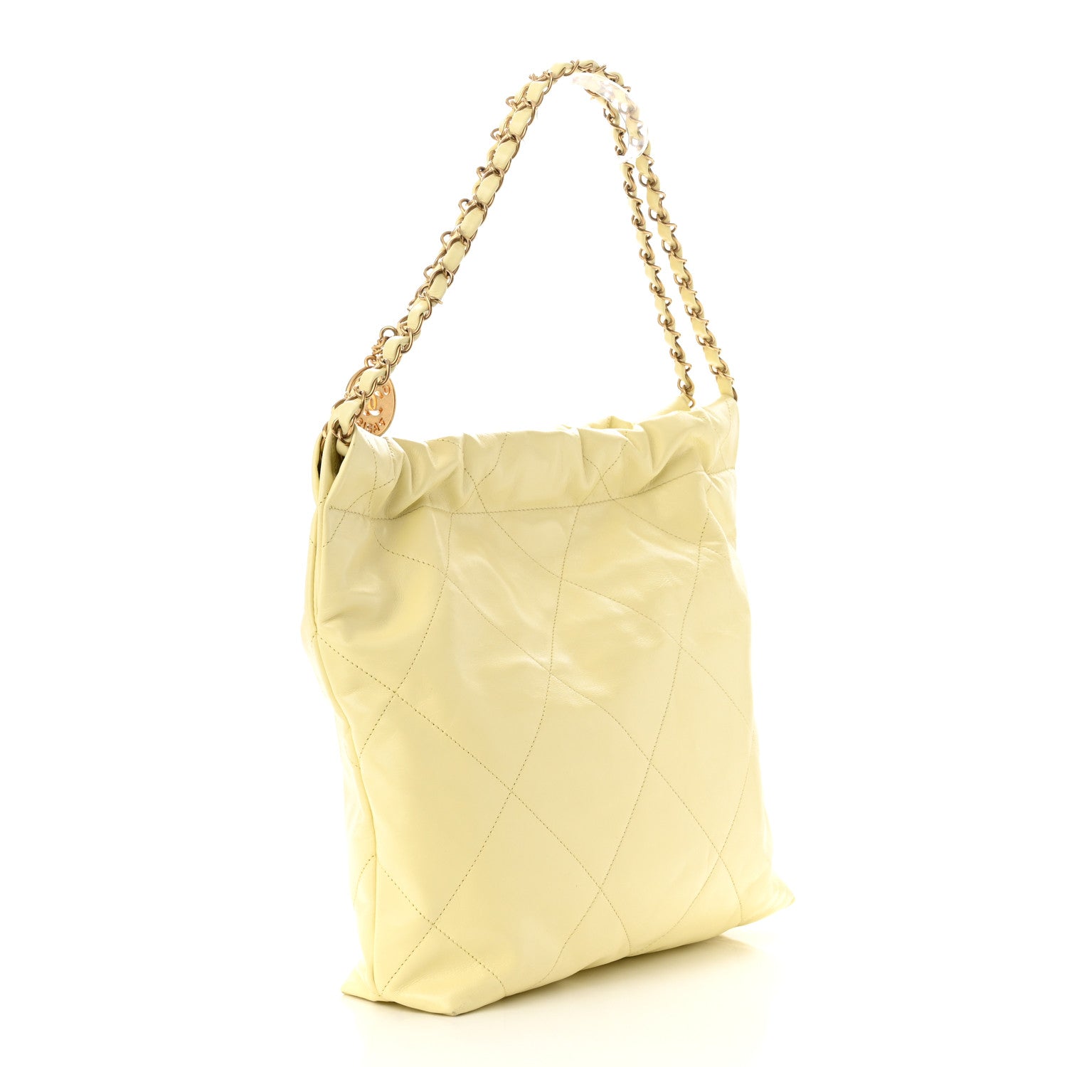 Chanel Shiny Calfskin Quilted Small Chanel 22 Light Yellow 4 of 11