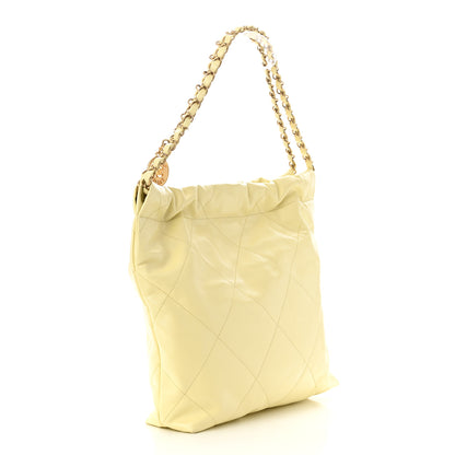 Chanel Shiny Calfskin Quilted Small Chanel 22 Light Yellow 4 of 11