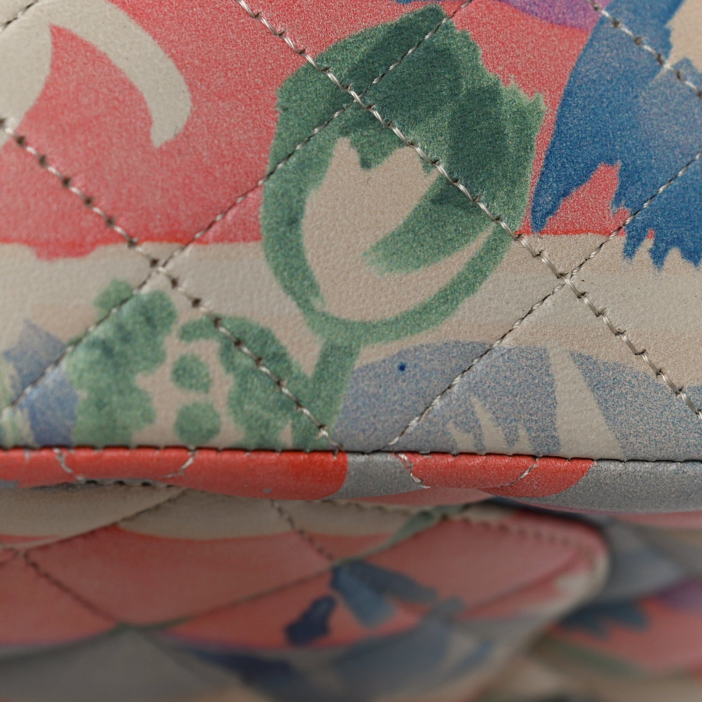 Lambskin Quilted Floral Medium Double Flap Multicolor