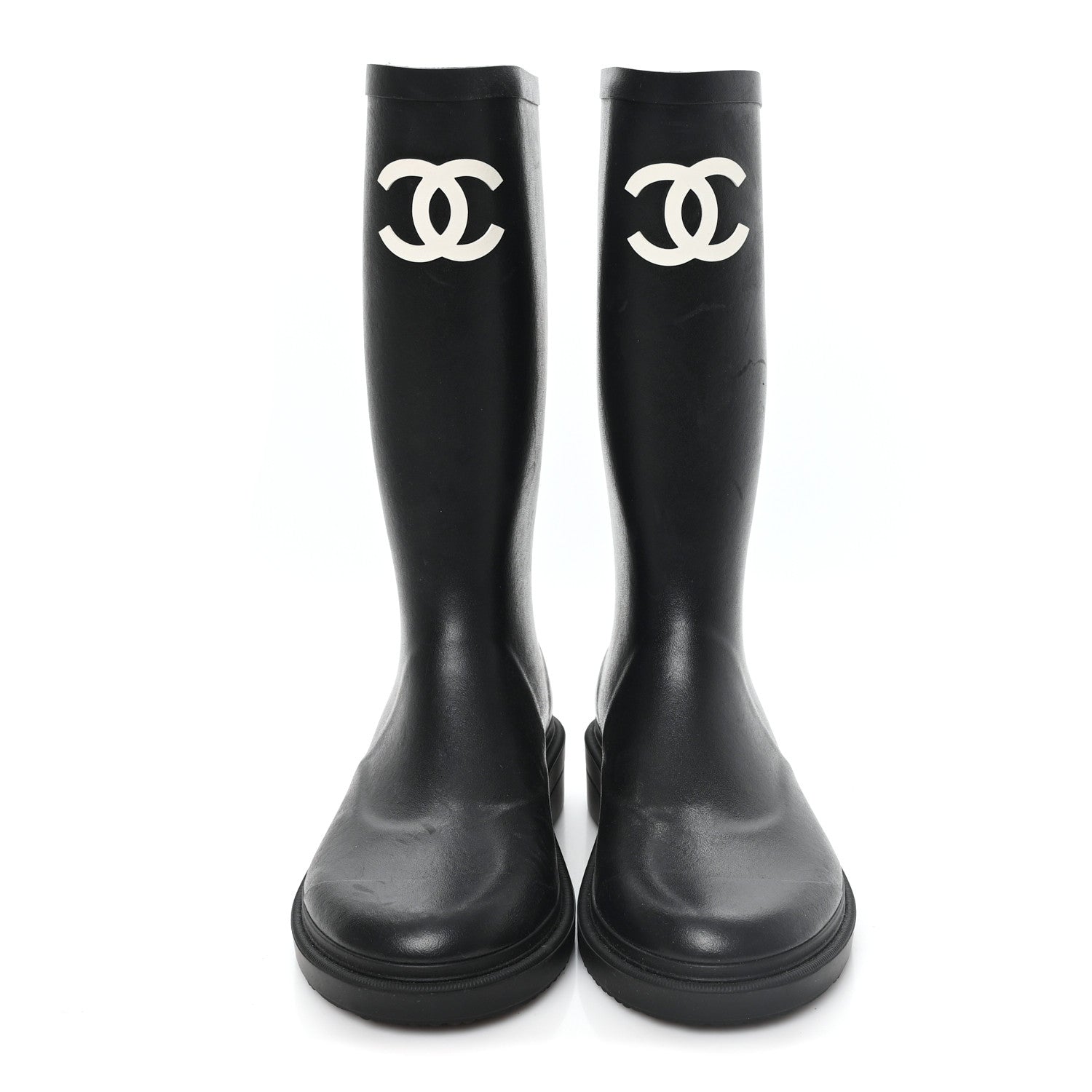 Chanel Caoutchouk CC High Boots 37 Black 3 of 9