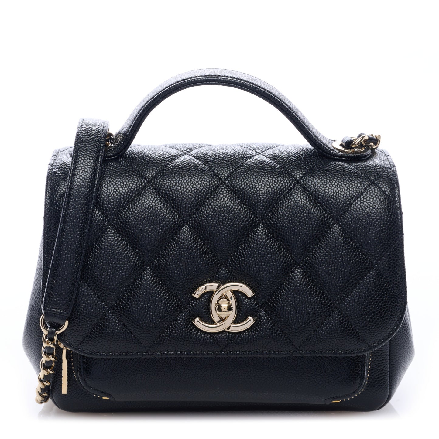 Caviar Quilted Small Business Affinity Flap Black