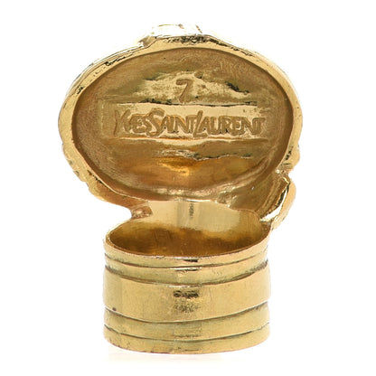 Saint Laurent Glass Cabochon Arty Ovale Ring 7 Gold Lapis 3 of 4
