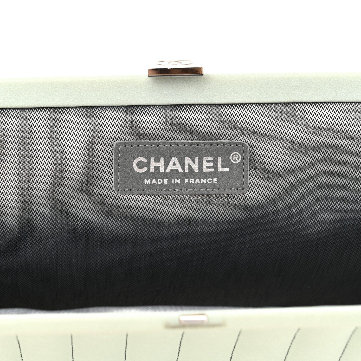 Chanel Lambskin Vertical Quilted Mademoiselle Clutch Light Green 6 of 10