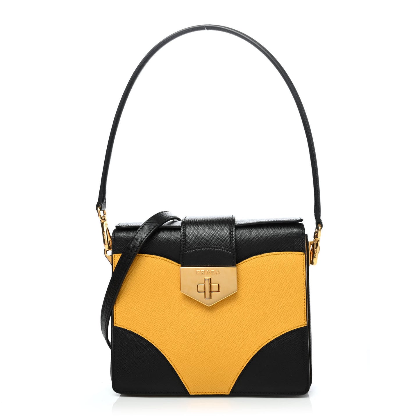 Saffiano Bi-Color Top Handle Bag Soleil Black