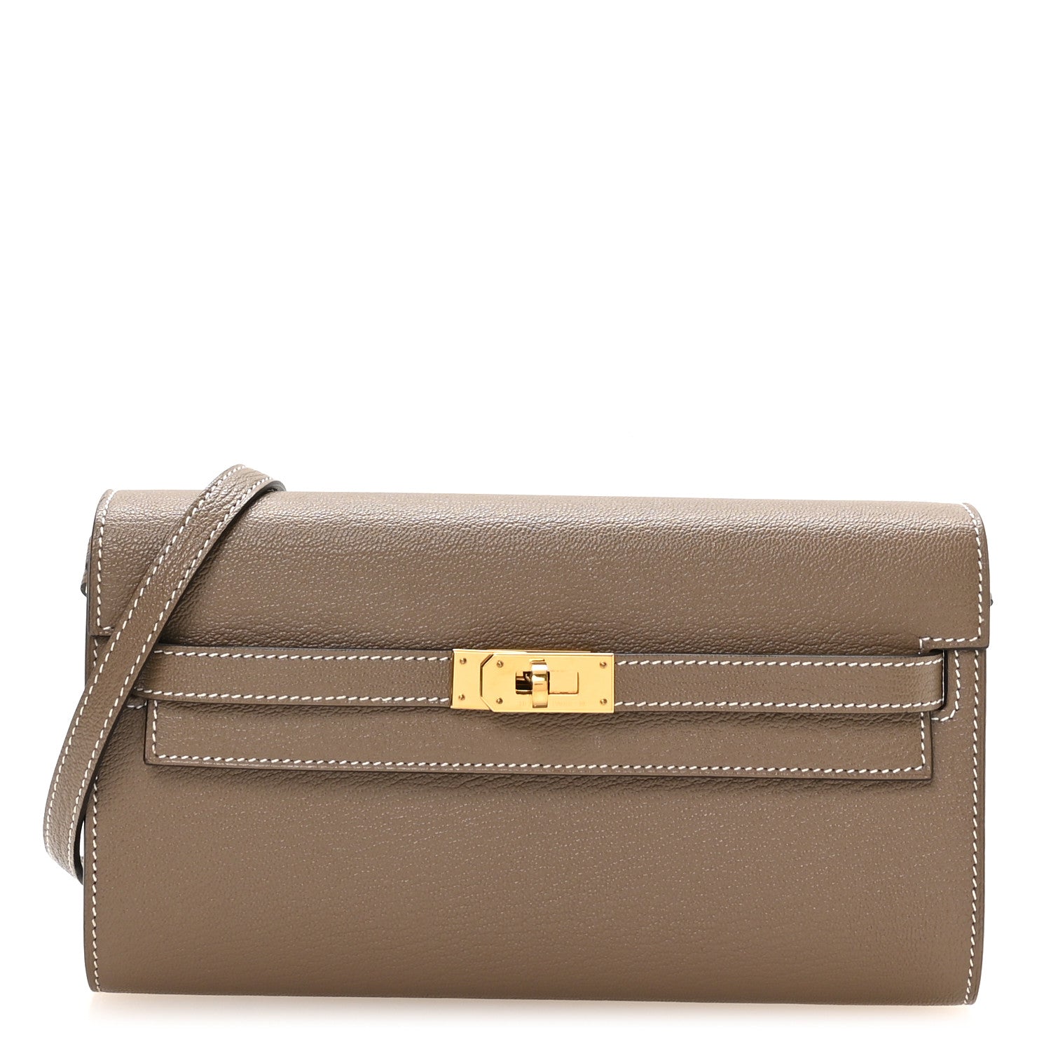 Hermes Chevre Mysore Kelly To Go Wallet Etoupe 1 of 9