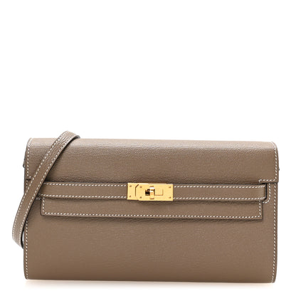 Hermes Chevre Mysore Kelly To Go Wallet Etoupe 1 of 9