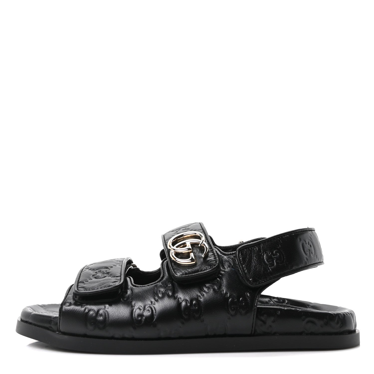 Gucci Guccissima GG Embossed Womens Sandals 37 Black 1 of 10