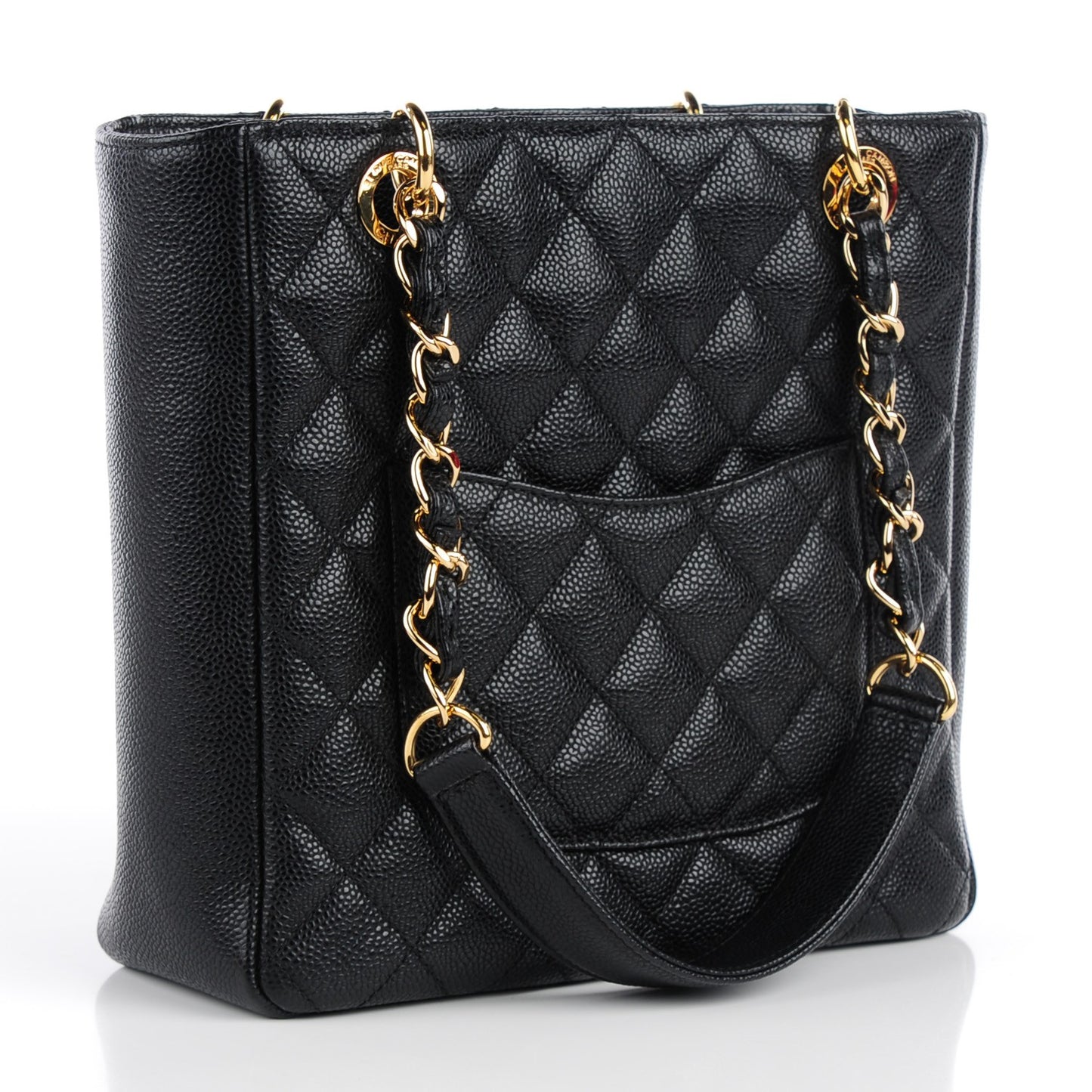 Caviar Quilted Petit Shopping Tote PST Black