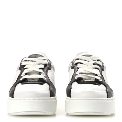 Louis Vuitton Lambskin Embossed Monogram Time Out Sneakers 39 White Brown 3 of 11