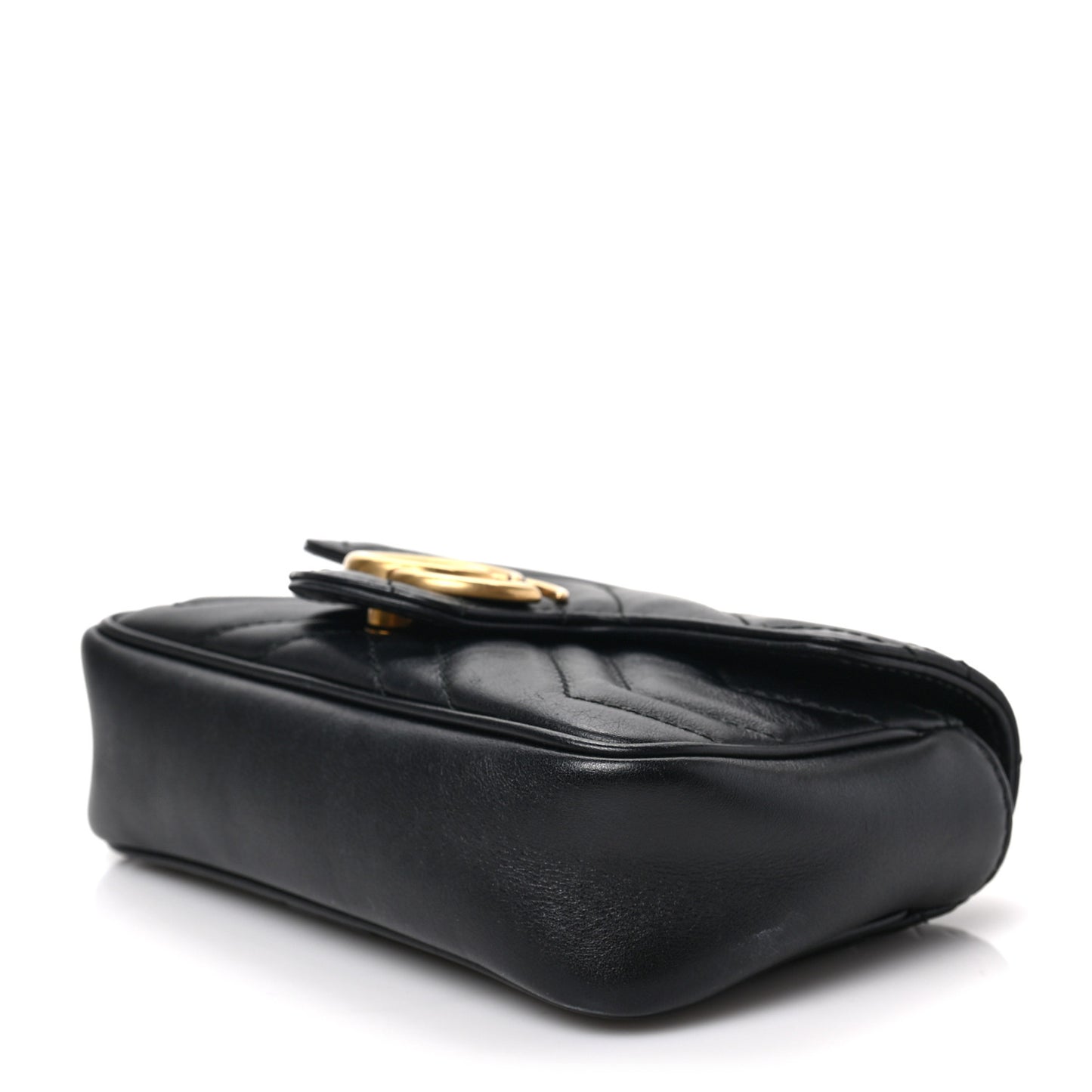 Calfskin Matelasse Super Mini GG Marmont Shoulder Bag Black
