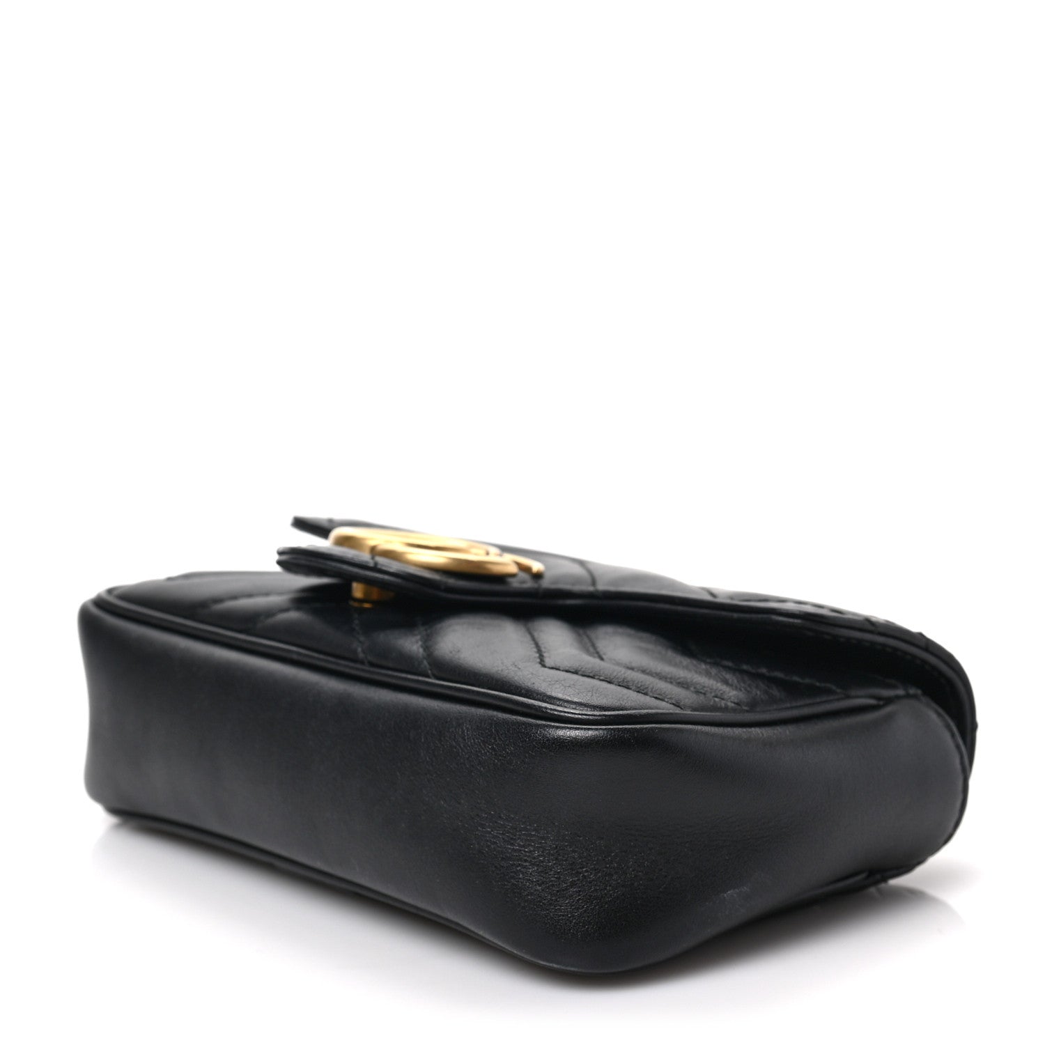 Gucci Calfskin Matelasse Super Mini GG Marmont Shoulder Bag Black 8 of 8