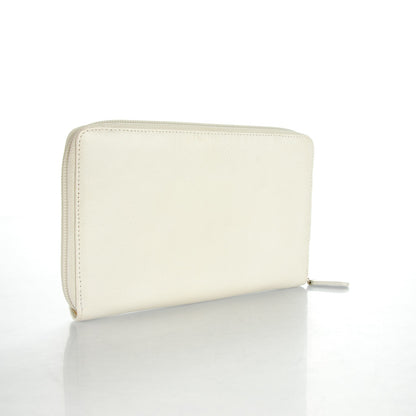 Chanel Goatskin Camellia Embossed Zip Around Wallet White 3 of 9