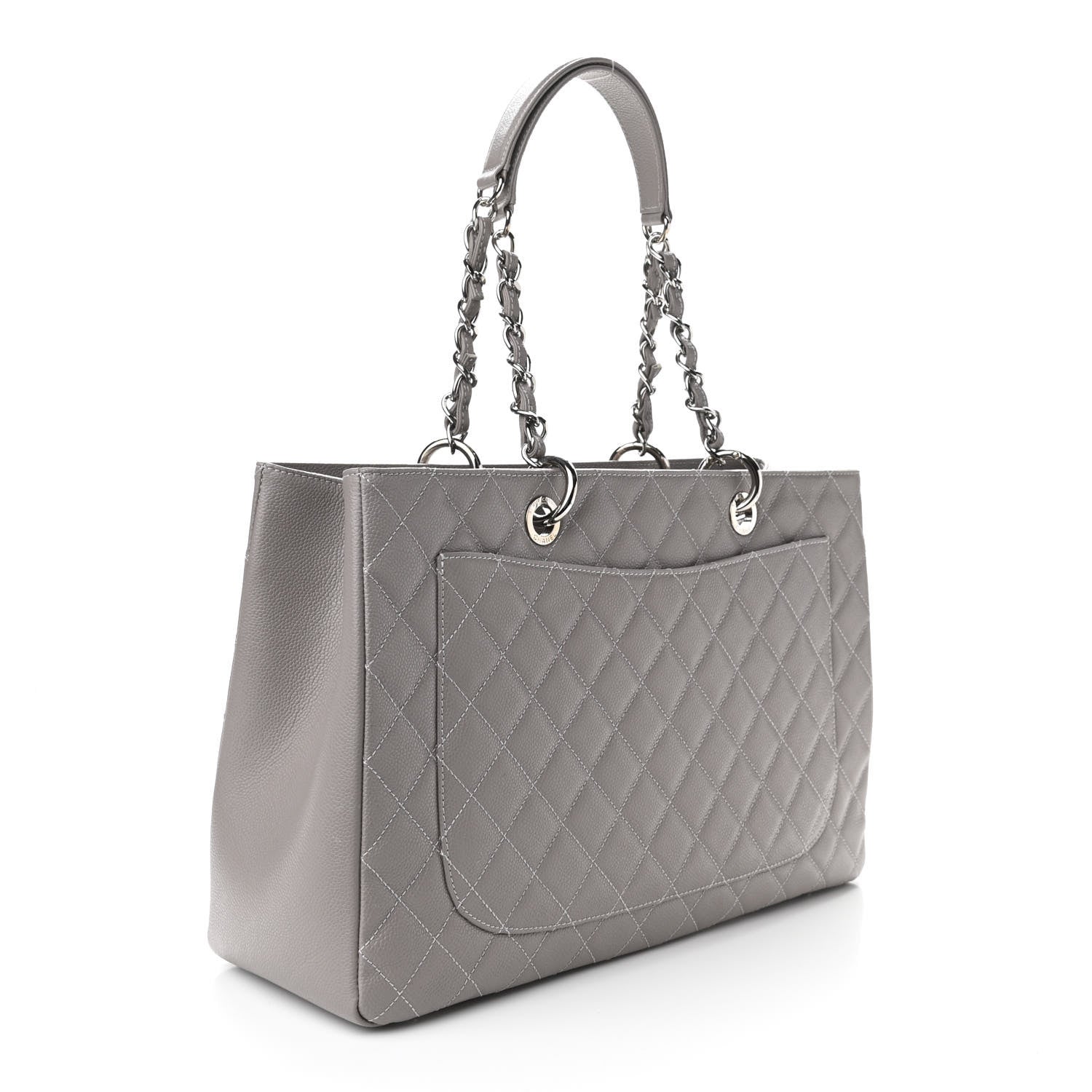 Chanel Caviar Quilted XL Grand Shopping Tote GST Light Grey 3 of 11