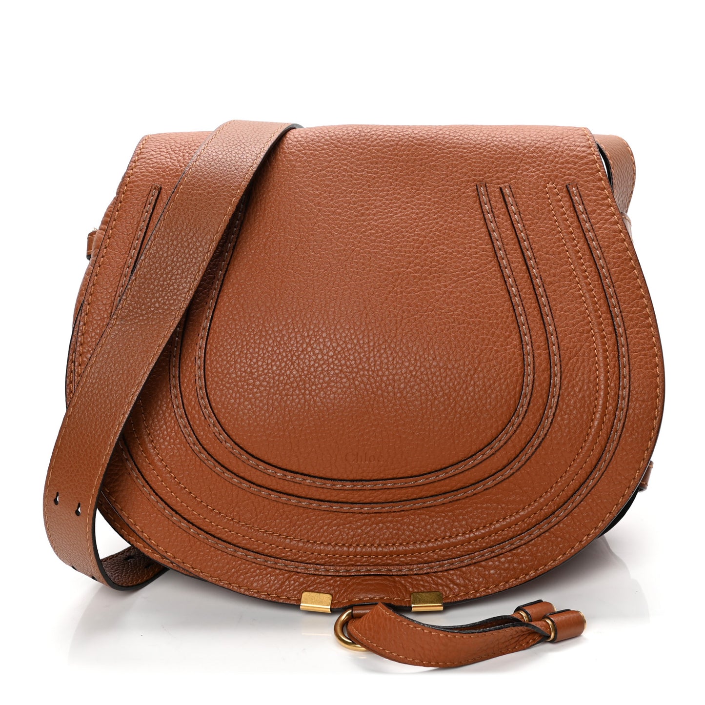 Calfskin Medium Marcie Round Crossbody Bag Tan