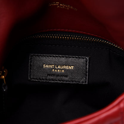 Saint Laurent Lambskin Quilted Toy Loulou Puffer Monogram Chain Satchel Red 5 of 12